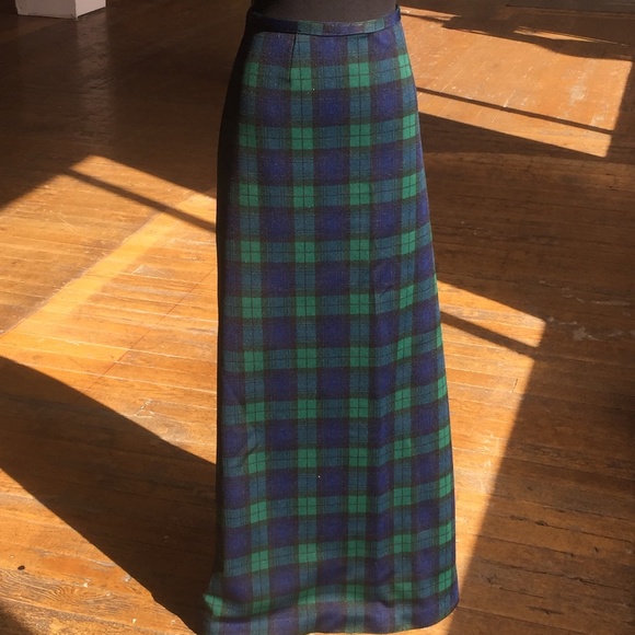 Plaid Blue/Green Maxi-Long Skirt. - Picture 2 of 5